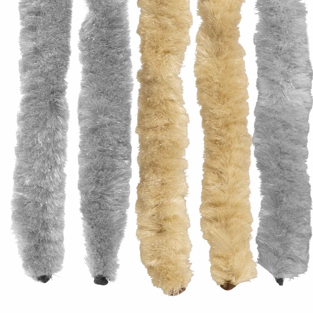 Insect Screen Door Curtain Chenille Gray and Beige 90 X 220 Cm