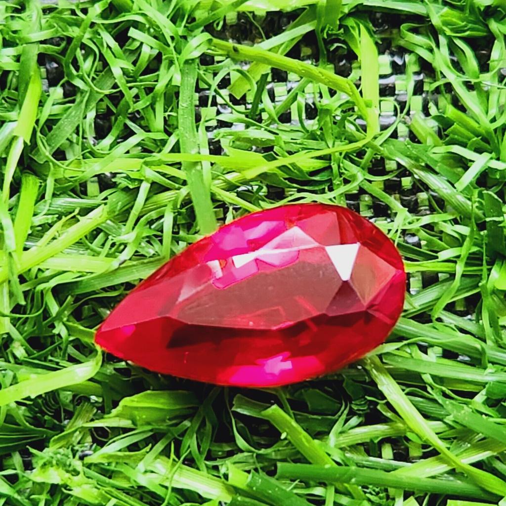 6.65 Ct Heated Ceylon Red Ruby Pear Cut Faceted Loose Gemstone