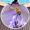 Dragonfly Round Beach Towel,Absorbent Quick Dry Sand Free Lightweight Travel Bath Towels,Round Throw Blanket for Swim Pool Gym