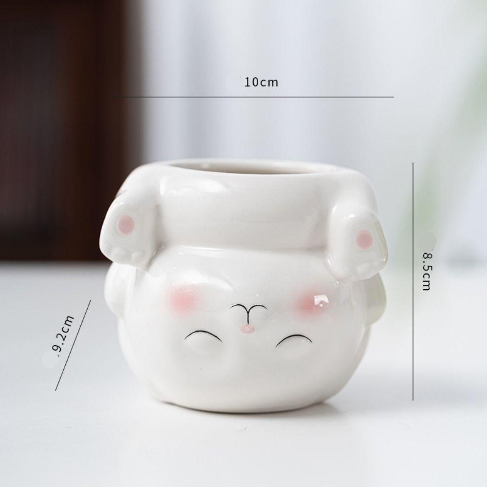 Süßer Keramik-Blumentopf mit Drainageloch Cartoon-Tier-Pflanzgefäß Pflanzenhalter Kleines Schreibtisch-Dekorationsobjekt Haus Bauernhaus