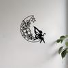 Wrought Iron Fairy Moon Wall Art Fantasy Home Decor Garden Statue Rustproof