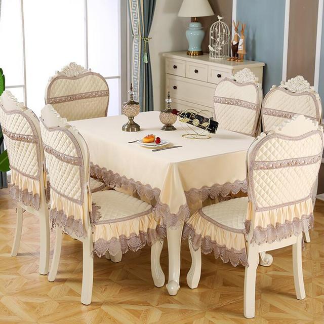 

Европейский стиль, обеденный стул, чехол на подушку, скатерть, светильник, роскошный комплект подушек для стула, чехол для стола, домашний чехол на стул из спандекса 1 Chair cover