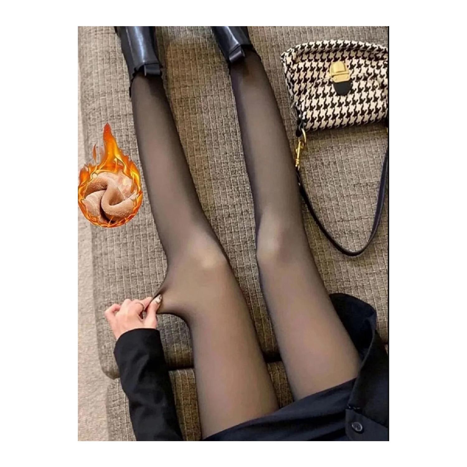 

Черные тонкие колготки с имитацией кожи с флисовой подкладкой внутри S чёрный