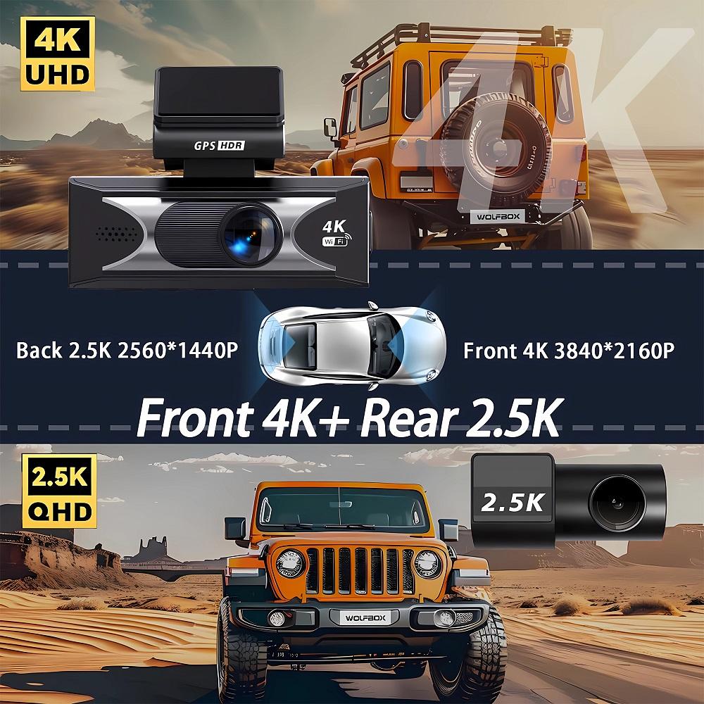 Ultra HD 4K+2.5K Car Front Dash Cam Mini WIFI DVR Black Box Room With 24H Parking Monitor Night Vision,GPS/Rear View Camera