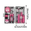 Set di 23 Pezzi di Attrezzi per la Riparazione Domestica in Acciaio Rosa con Manici Morbidi per Fai da Te e Manutenzione Domestica