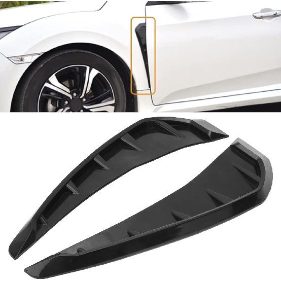 PerGar Side Fender Trim Cover, Car Vent Sticker, Universal PU Rubber Glossy Black Exterior Decor