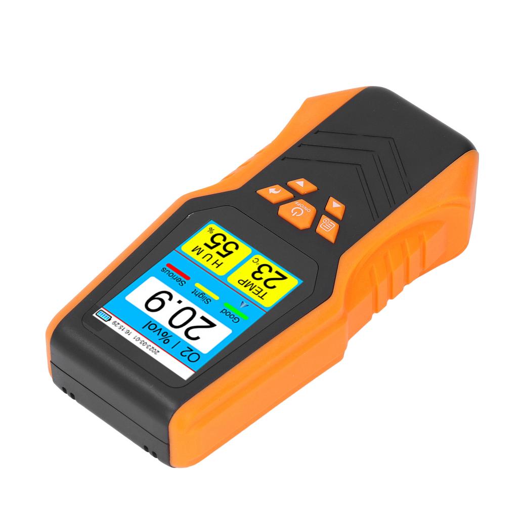 Handheld O2 Detector with Time and Date Display High Accuracy Digital O2 Temperature Humidity