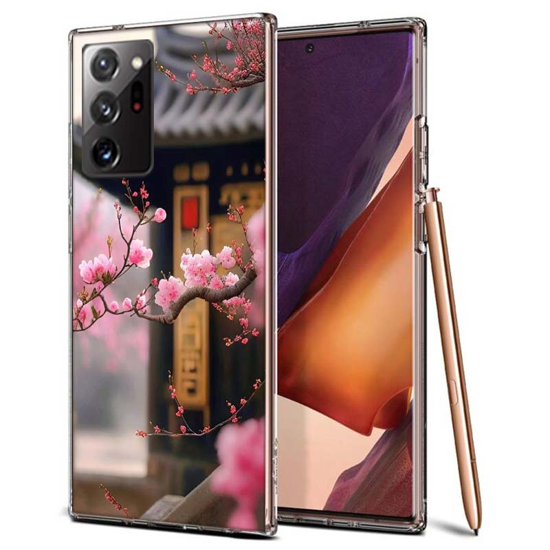 Snowy Peach Blossom Tree in Front of the House Phone Case for Samsung A55 A35 A25 A15 A07 A05S A16 A17 A26 A36 A37 A56 A57 Galax