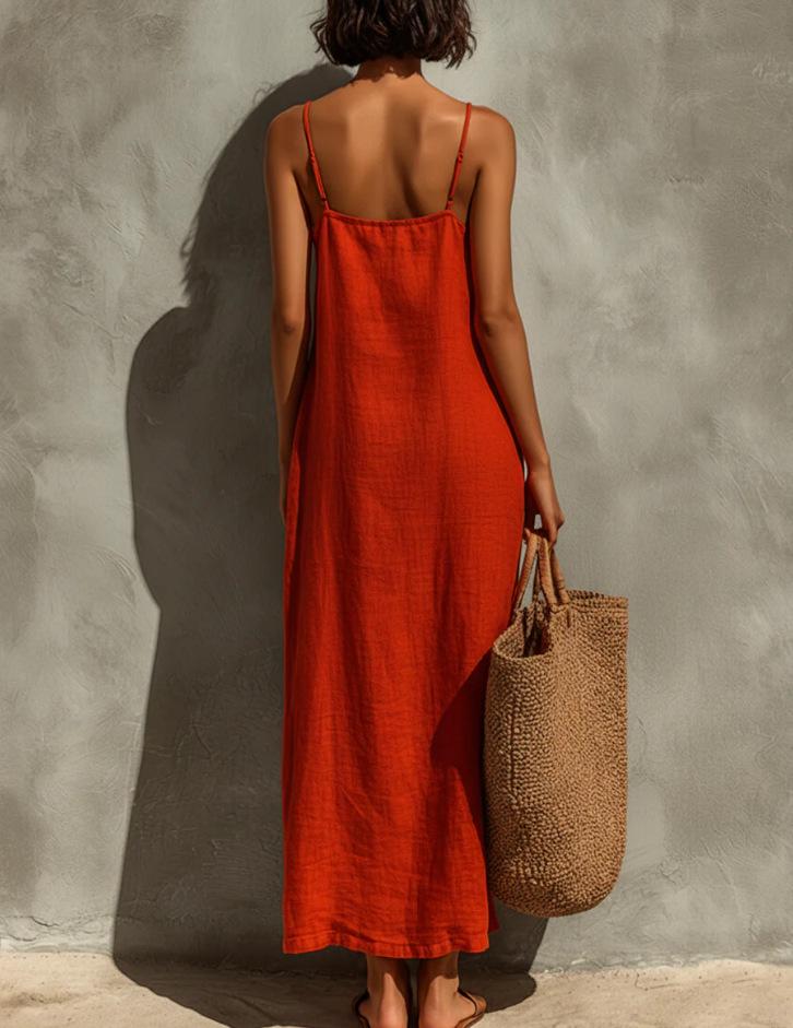 Bohemian Square Neck Adjustable Strap Maxi Dress