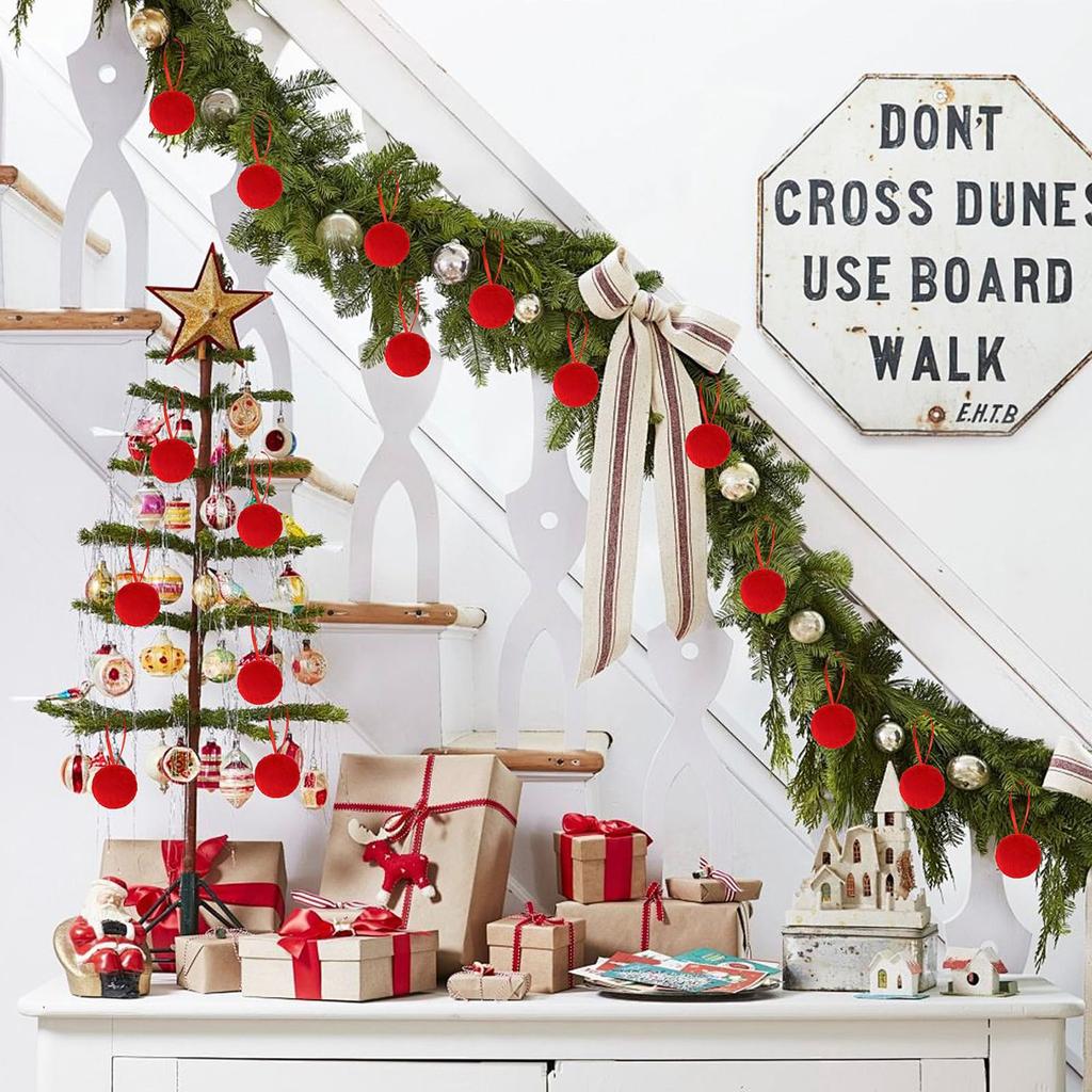 Christmas Decorations With Long Furry Balls