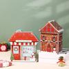 Festive Christmas House Shaped Tin Box Holiday Decorative Metal Container For Holiday Decor And Candy Storage Organizer