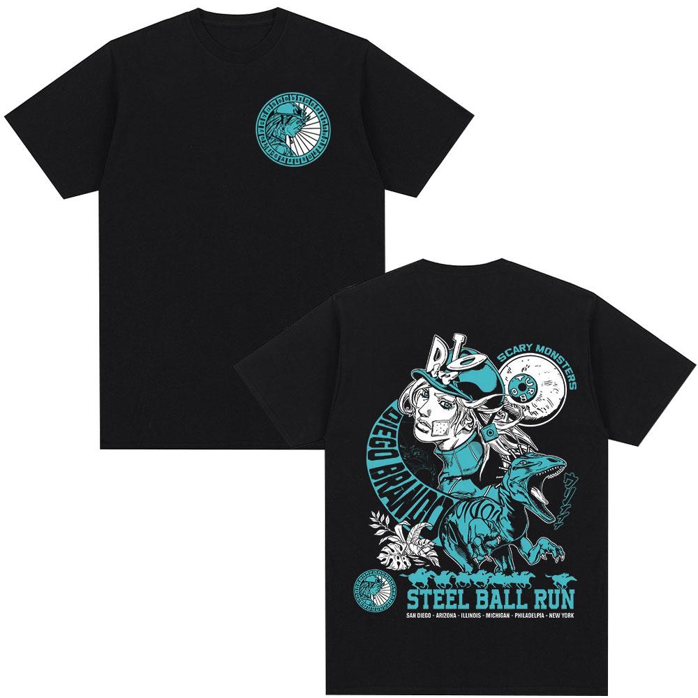Anime Jojo Bizarre Adventure Tshirt STEEL BALL RUN Diego Brando Unisexga Graphic Tshirts Unisex Women Cotton Casual Tshirt 4XL