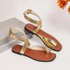 Fashion Plus Size 36-43 Summer New European and American Style Fashion Glossy Flat Casual Toe Sandals Slippers Women