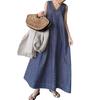 Damen-Maxikleid, locker, ärmellos, Weste, einfarbig, V-Ausschnitt, lockerer Saum, weich, A-Linie, knöchellang, Damen-Sommer-Dating-Kleid