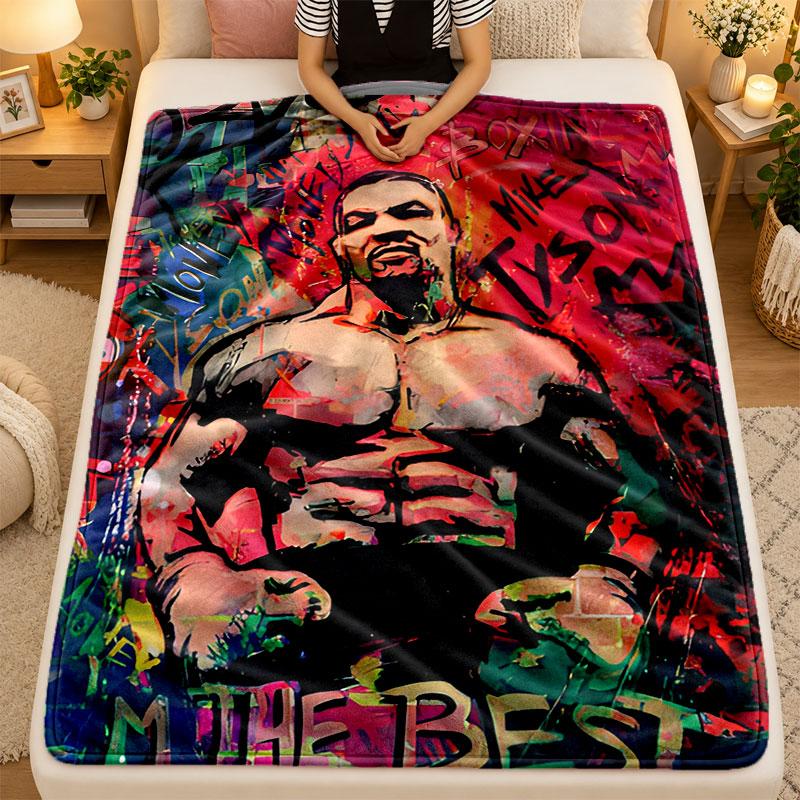 Flannel BlanketMike Tyson Warm Soft Throw Blanket for Indoor Sofa Bed Living Room Use