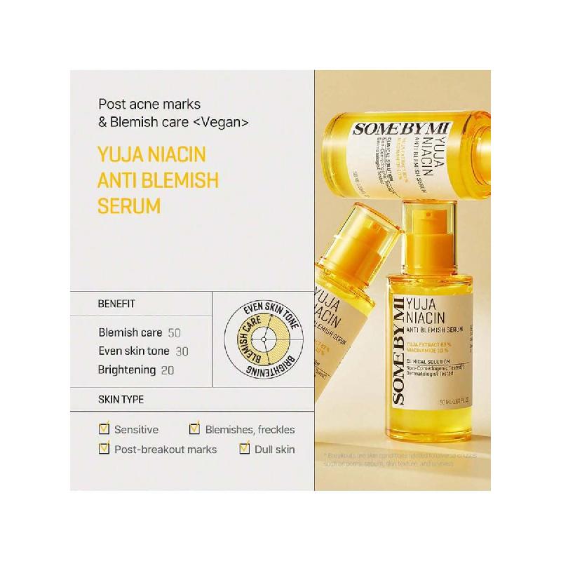 SOME BY MI Yuja Niacin Anti Blemish Serum - 50ml - 10% Niacinamide And Vitamin C Dark Spot Correcting Serum For Face Brightening - Skin Pigmentation