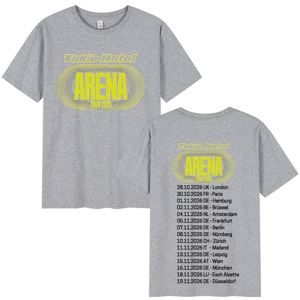 Rock Band Tokio Hotel Arena Tour 2026 Tshirts Unisex Women Fashion Vintage Short Sleeve Tshirt High Quality Cotton Casual T Shirt