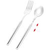 Extendable Fork and Spoon Set, Telescopic Stainless Steel Fork and Spoon, Retractable Tableware Extending To 25.2 Inches for BBQ, Dinner, Fruit, and