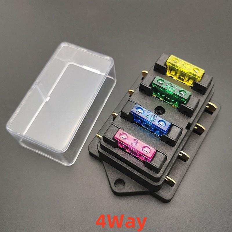 4/6/8/10 Way Car Fuse Box Car Fuse Holder Car Truck Auto Blade Fuse Box with 4/6/8/12 Fuses for 12V 24V ATO Standard Circuit Fuses4
