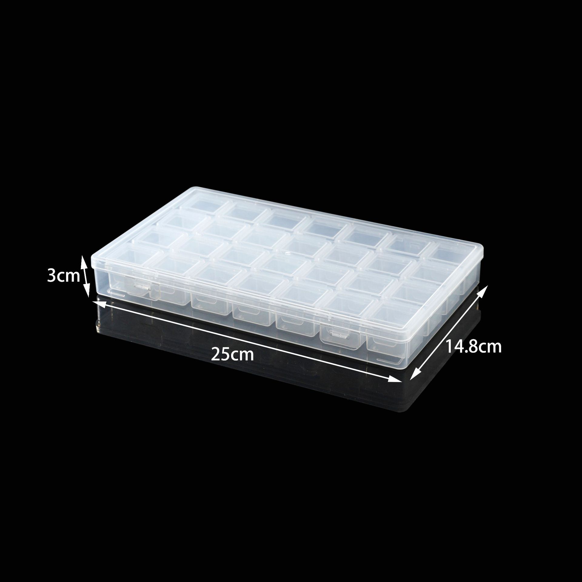 

Set Box (1 + 28) Transparent Plastic Box Can Be Split Independent Grid Parts Box Loose Beads Letter Beads Classification Portable Box 25*14.8*3CM