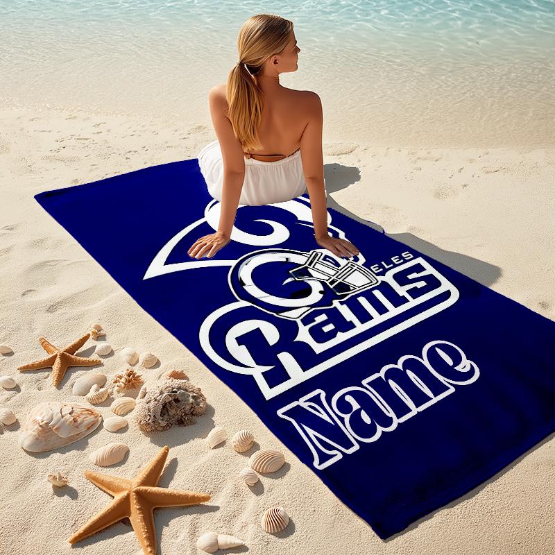 Personalized Rams Helmet Print Beach Towel Microfiber Beach Towel Thin Absorbent for Beach Swimming Yoga Bath Sports. 0910359