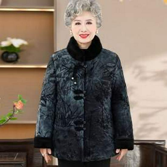 

2026 Grandma Winter Jacket - Velvet Lined, Thickened Cotton, Perfect for Middle-Aged and Elderly Women. 5XL синій