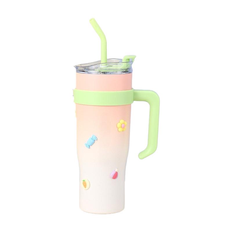 Big Mac Ice King Stainless Steel Insulated Coffee Cup, Large Capacity Summer Straw Cup