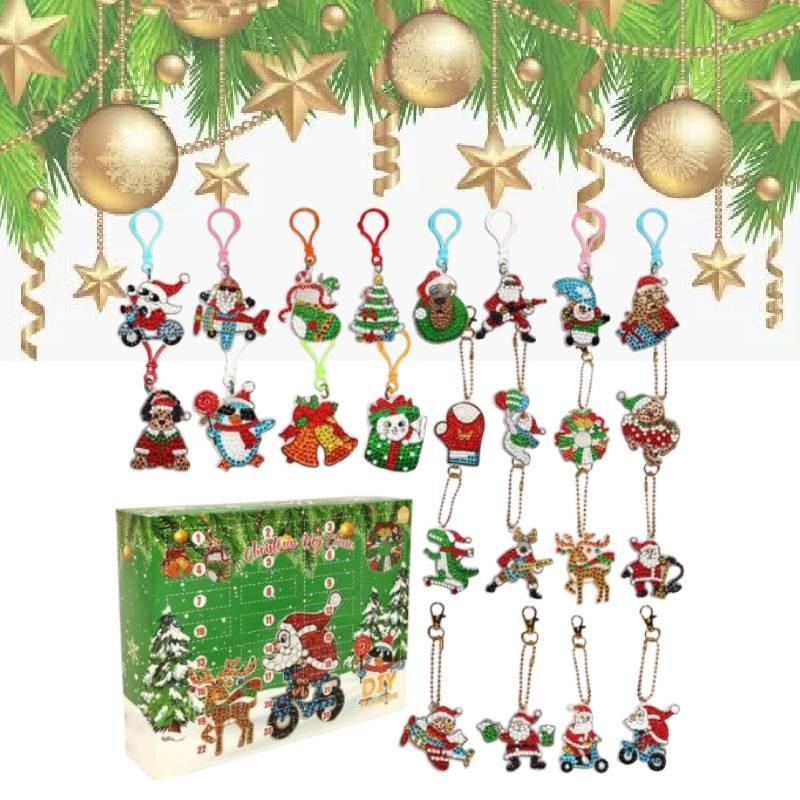 Bunte Acryl-Weihnachtsmalerei-Schlüsselanhänger im Cartoon-Stil Perfekt zum Verschenken in der Weihnachtszeit