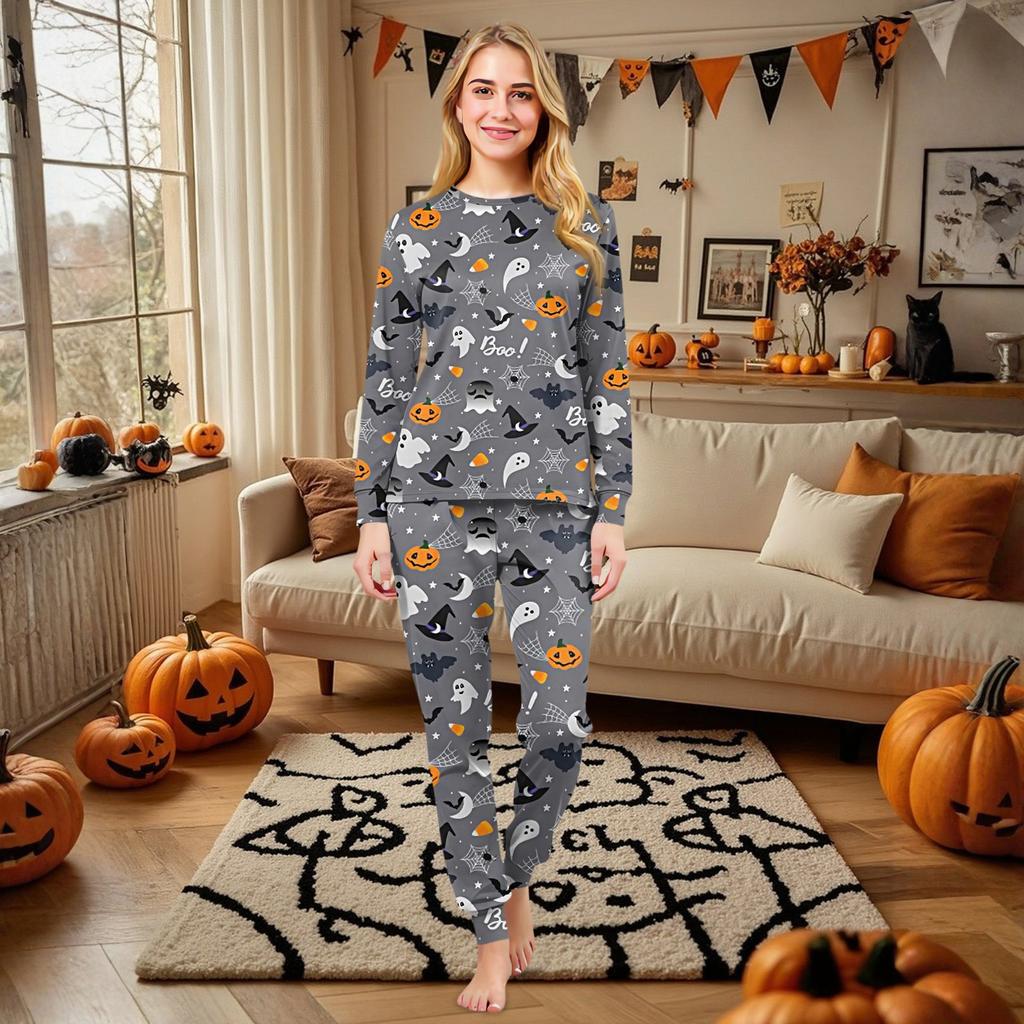 Family Matching Print Sets Pajamas Loungewear Outfits Family Matching Long Sleeve Tops+Pants Set