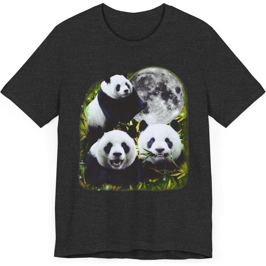 Three Pandas Moon T-Shirt Funny Moon Panda Lover Meme Joke Ironic Three Moons Unisex Graphic Shirt S