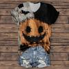 Women's Fashion Casual Three-quarter Sleeve Halloween Letters,  Face Print Top