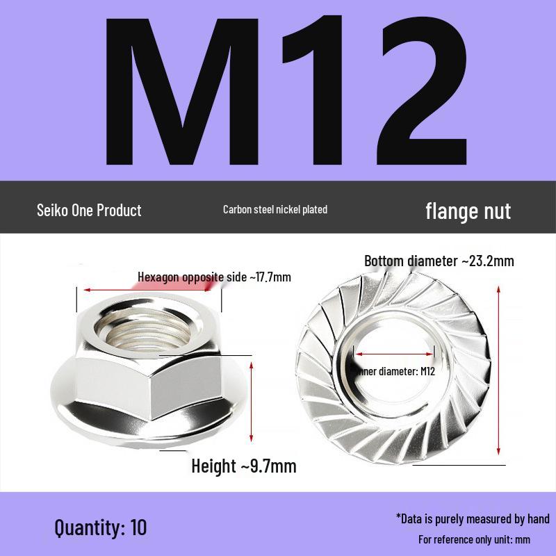 Electroplated Galvanized Hex Flange Nut with Anti-Slip Tooth Washer Cap, M3-M16
