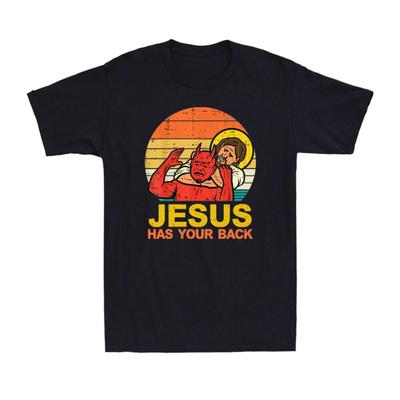 2026Jesus Has Your Back TShirt Unisexs Summer PersonalityStreet Short Sleeve Cotton Loose CrewNeck Unisexs Womens Harajuku TShirt