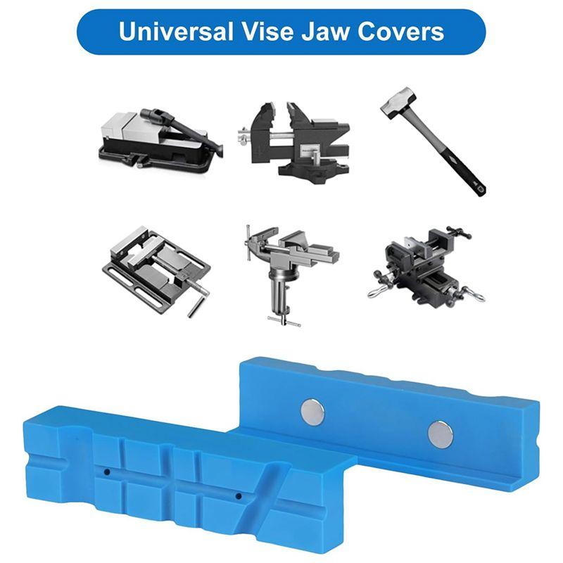 A84E-Vise Jaw Pads 5Inch,1 Pair Soft Jaws For Bench Vise Universal Jaw Covers Multi-Groove Design Clamping Metal Plastics