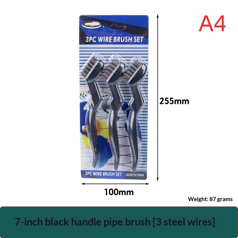 3Pcs Curved Handle Brush Kit Wire Brush Set For Cleaning Welding Slag And Rust Removal Industrial Scrubbing Brush