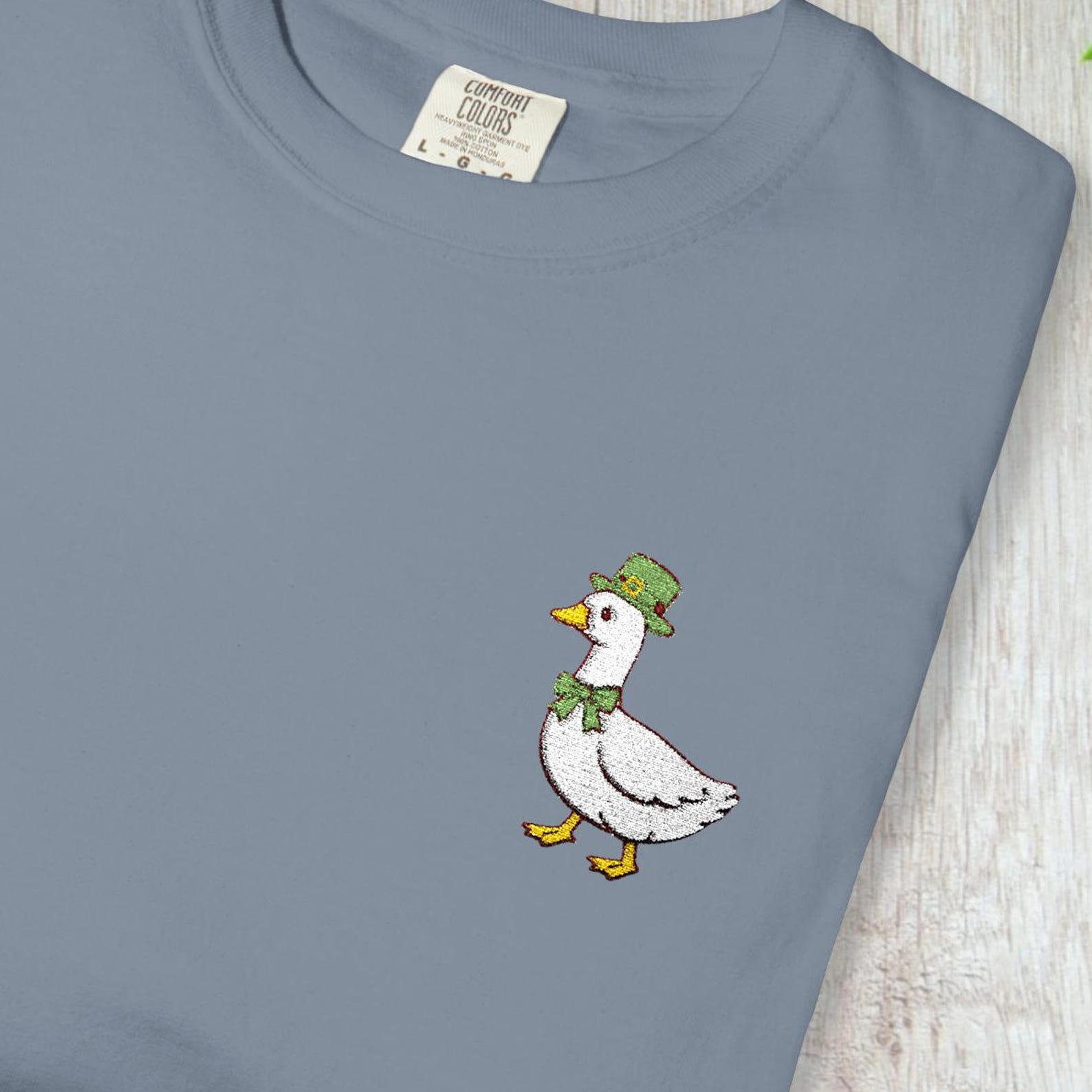 Comfort Colors Goose Embroidered Shirt, Lucky Duck T shirt, Clover HaT shirt Gift For St Patrick’s Day 3XL