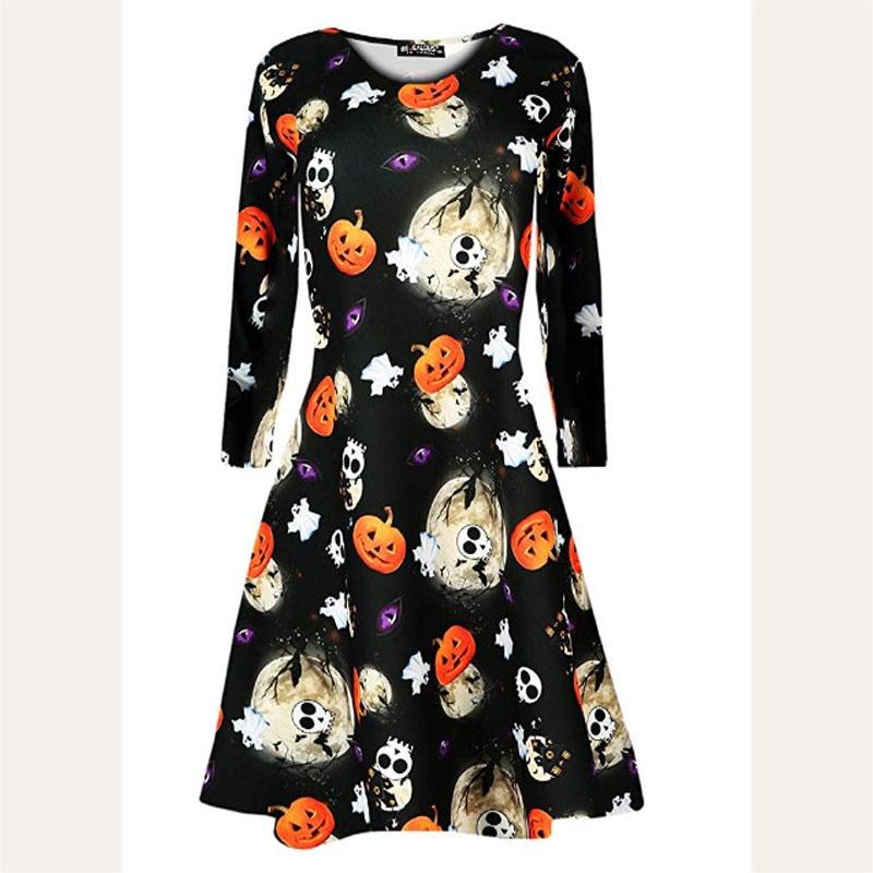 Premium Quality Womens Vampire Horror Blood Halloween Costume Flared Swing Dress