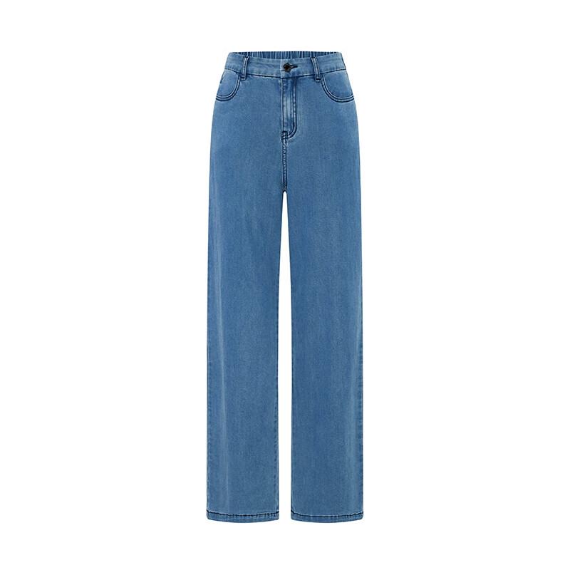 Navigare Italy Women's Elastic Waist Straight-Leg Denim Jeans