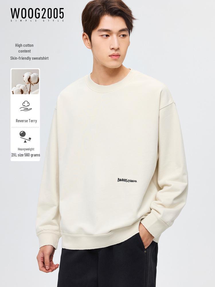 WOOG2005 Men's Embroidered Round Neck Casual Long Sleeve Hoodie - Autumn 2025 Collection 