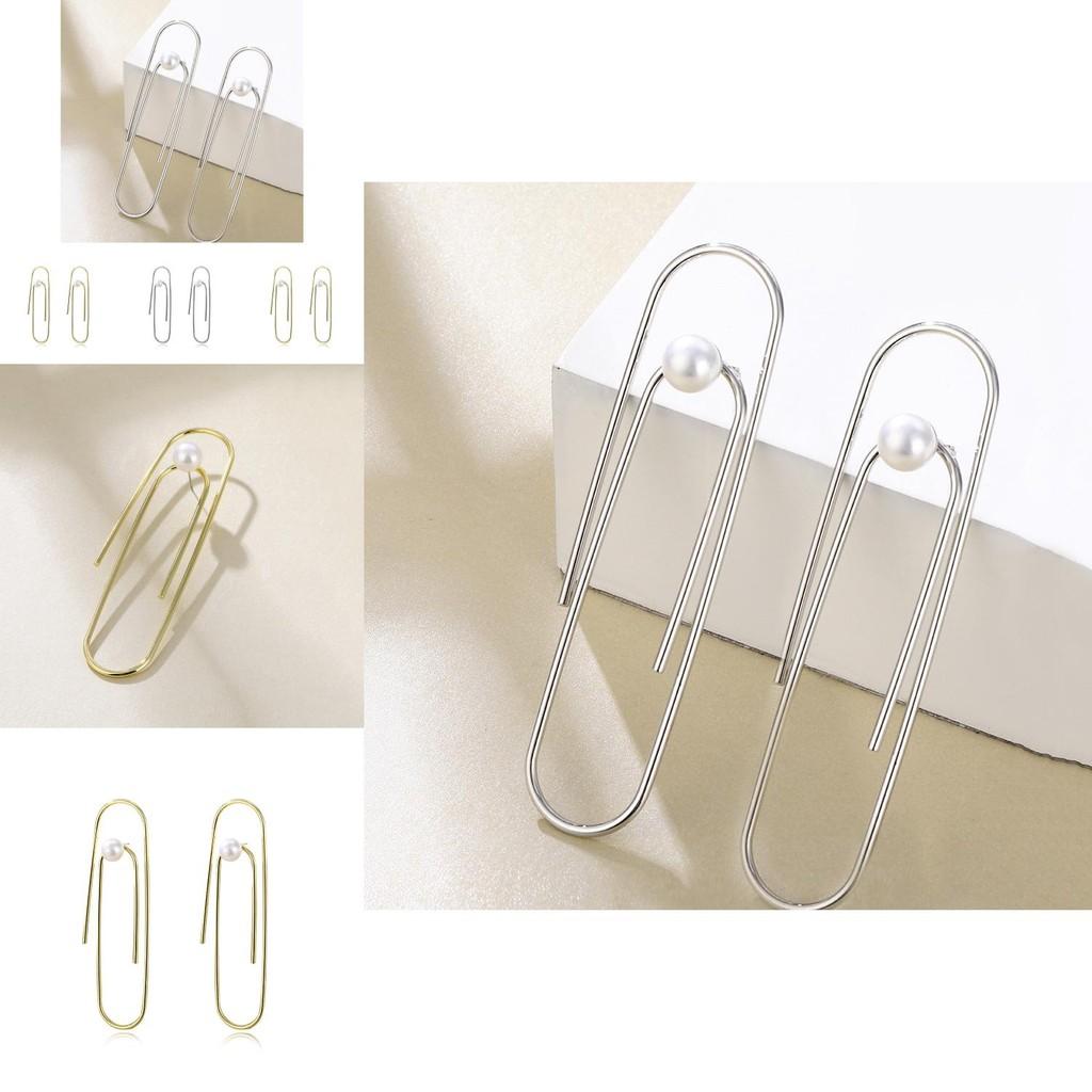 Elegant Statement U-shaped Pearl Safety Pin Earrings Modern Alloy Ear Jewelry