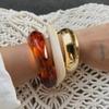 SHIXIN 3 Styles Punk Thick Resin Acrylic Irregular Bangle Bracelet for Women Vintage Metal Spring Bangle Fashion Jewelry Gift