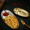 Snack Dish Dumpling Plate Golden Oval Dipping Saucer 304 Stainless Steel Tray Fries Plate Salad Dish Barbecue Seasoning Plate