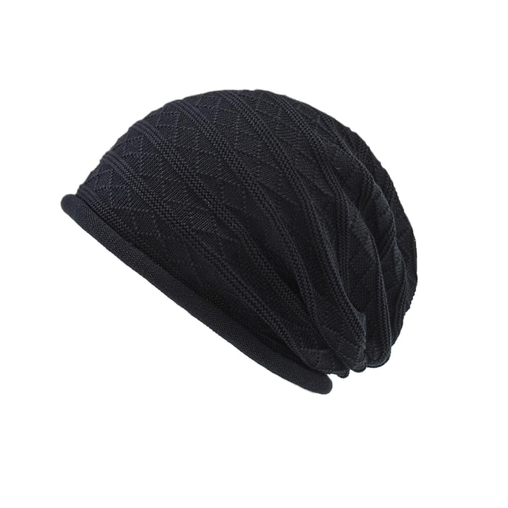 Aimedia Hair Organic Made In One Size Fits Conceals Gray and Thinning Knit Indoor Black Cap, 100% Cotton, Japan, Women's, All, Hair, Hat, Use,