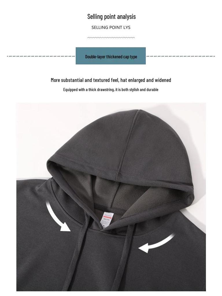 Hua Cotton Men's Versatile Loose Hoodie - Long Sleeve Top for Autumn/Winter