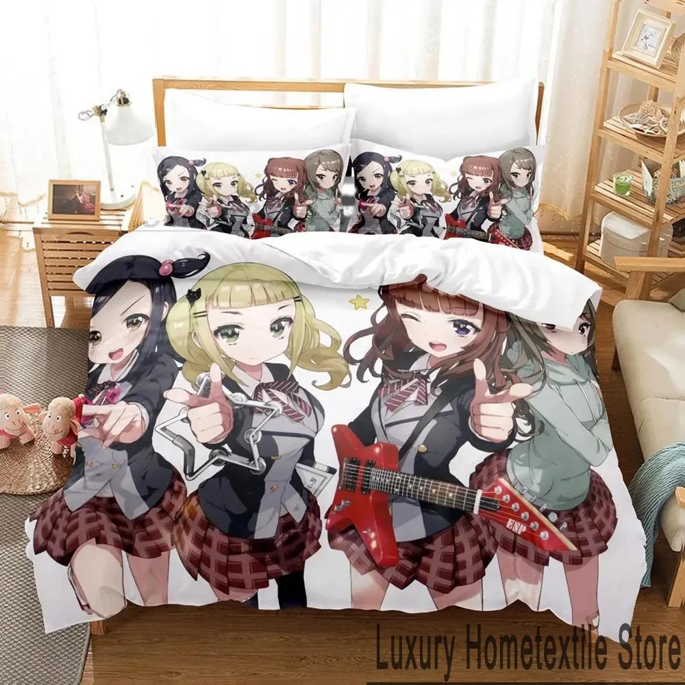 3D-tryck BanG Dream Anime Flickband Party Sängkläder Set Pojkar Flickor Twin Queen King Size Påslakan Örngott Säng pojkar Vuxen