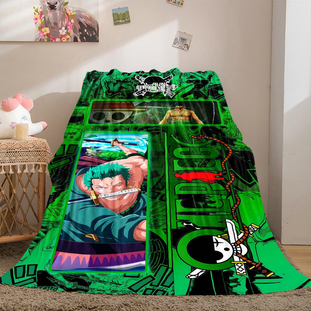 Zoro One Piece Print Blanket Warm Comfortable Flannel Cover For Bedrooms, Sofas, Beds, Chairs LXR166