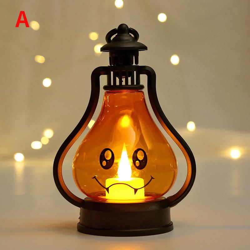 Horror Halloween LED Wind Light Portable Pumpkin Ghost Lantern Bar Desktop Ornament Halloween Decoration Props Party Supplies