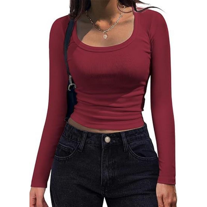 YYFS Damenmode Casual Frühling Herbst Einfarbig Druck Langarm U-Ausschnitt Blusen & Hemden