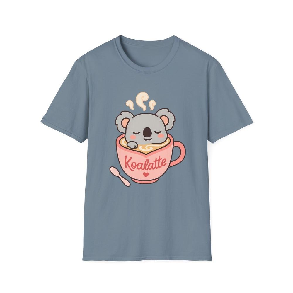 Unisex Softstyle T-Shirt Chibi Koala Heart Mug Funny Cozy Cartoon Graphic Tee