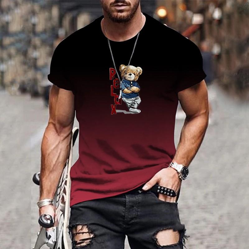 Versatile Casual 3D Men's Gradient T-shirt Summer O-neck Comfortable Breathable Short-sleeved Loose Top Oversized Men's XS-6XL